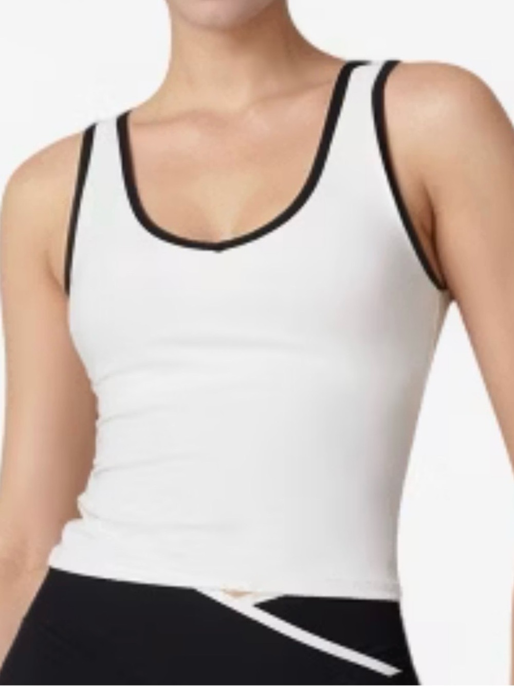 A New Day white tank top with contrasting black lines, size L